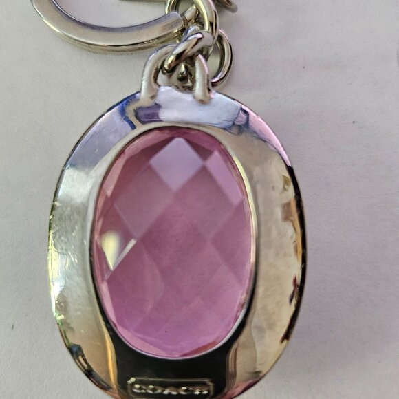 Coach large pink stone keyring keychain key fob NWOT - Picture 3 of 3